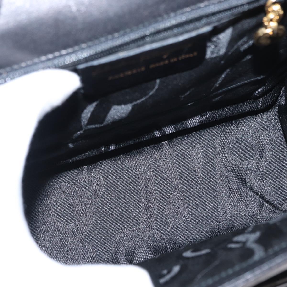 Salvatore Ferragamo Vala Hand Bag Leather 2way Black Gold Auth BA7663