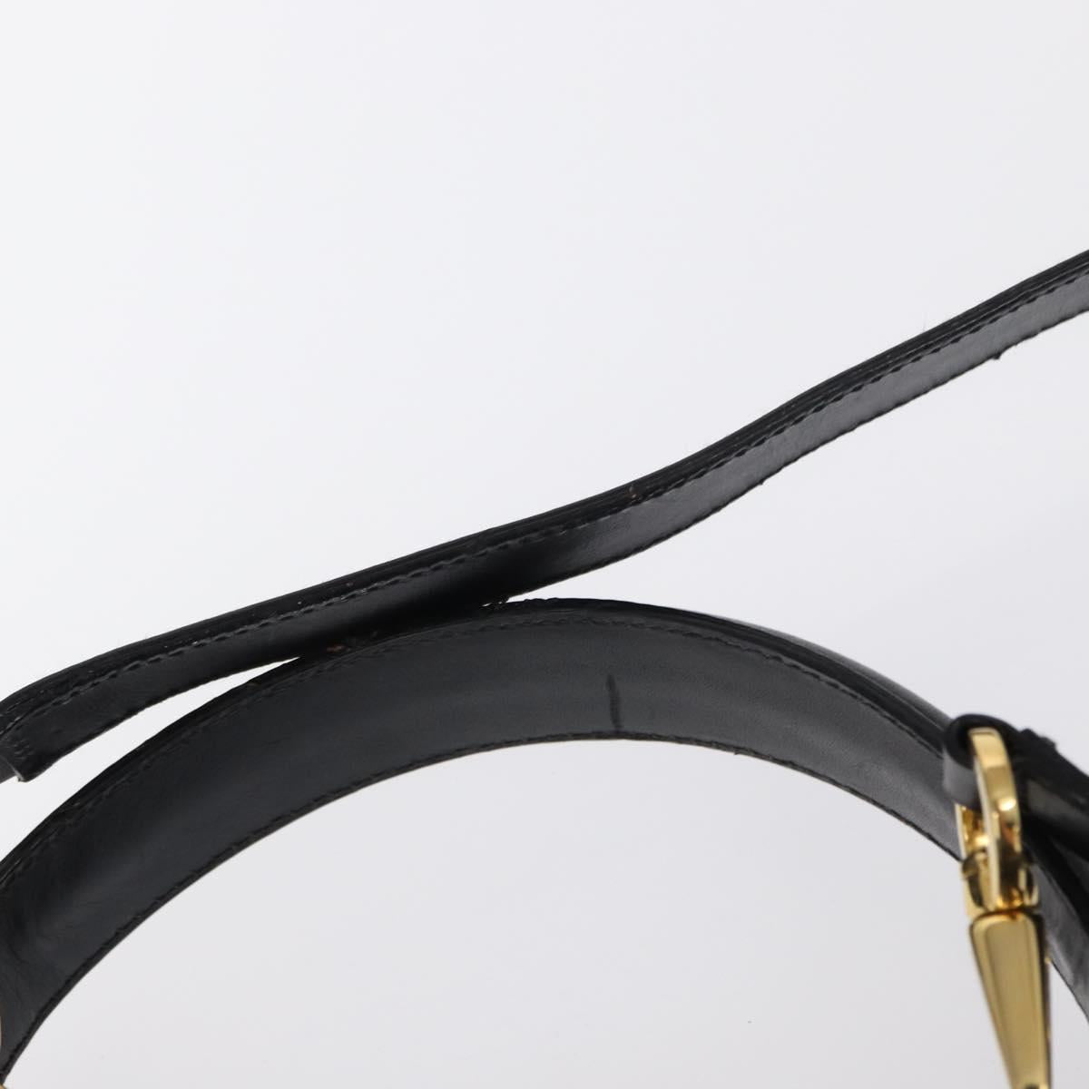 Salvatore Ferragamo Vala Hand Bag Leather 2way Black Gold Auth BA7663