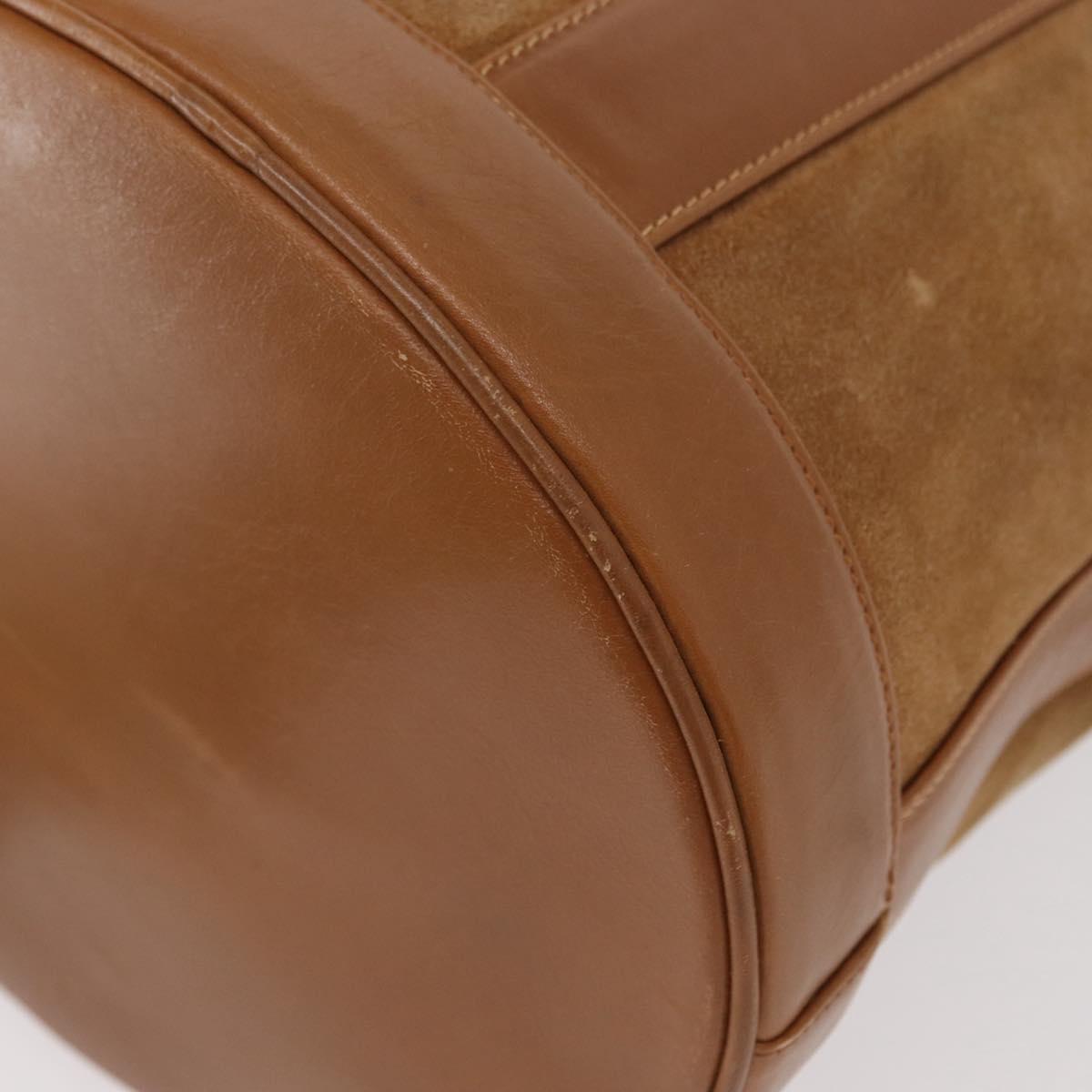 Salvatore Ferragamo Shoulder Bag Suede Leather Beige Gold Auth BA7664