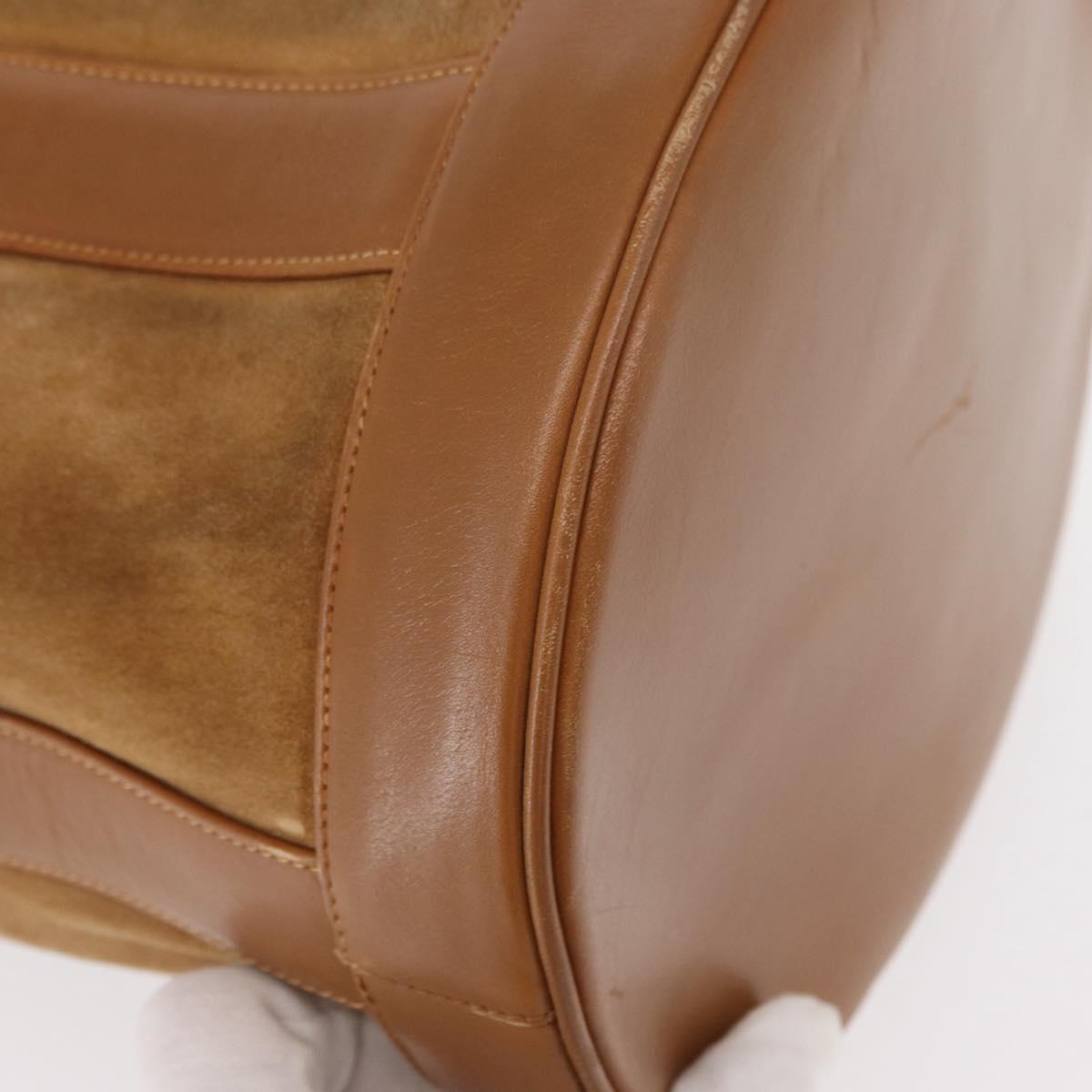 Salvatore Ferragamo Shoulder Bag Suede Leather Beige Gold Auth BA7664