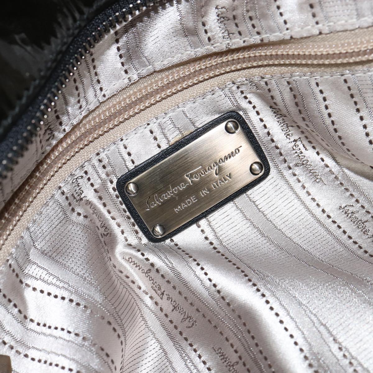 Salvatore Ferragamo Tote Bag Enamel Black Auth BA7665