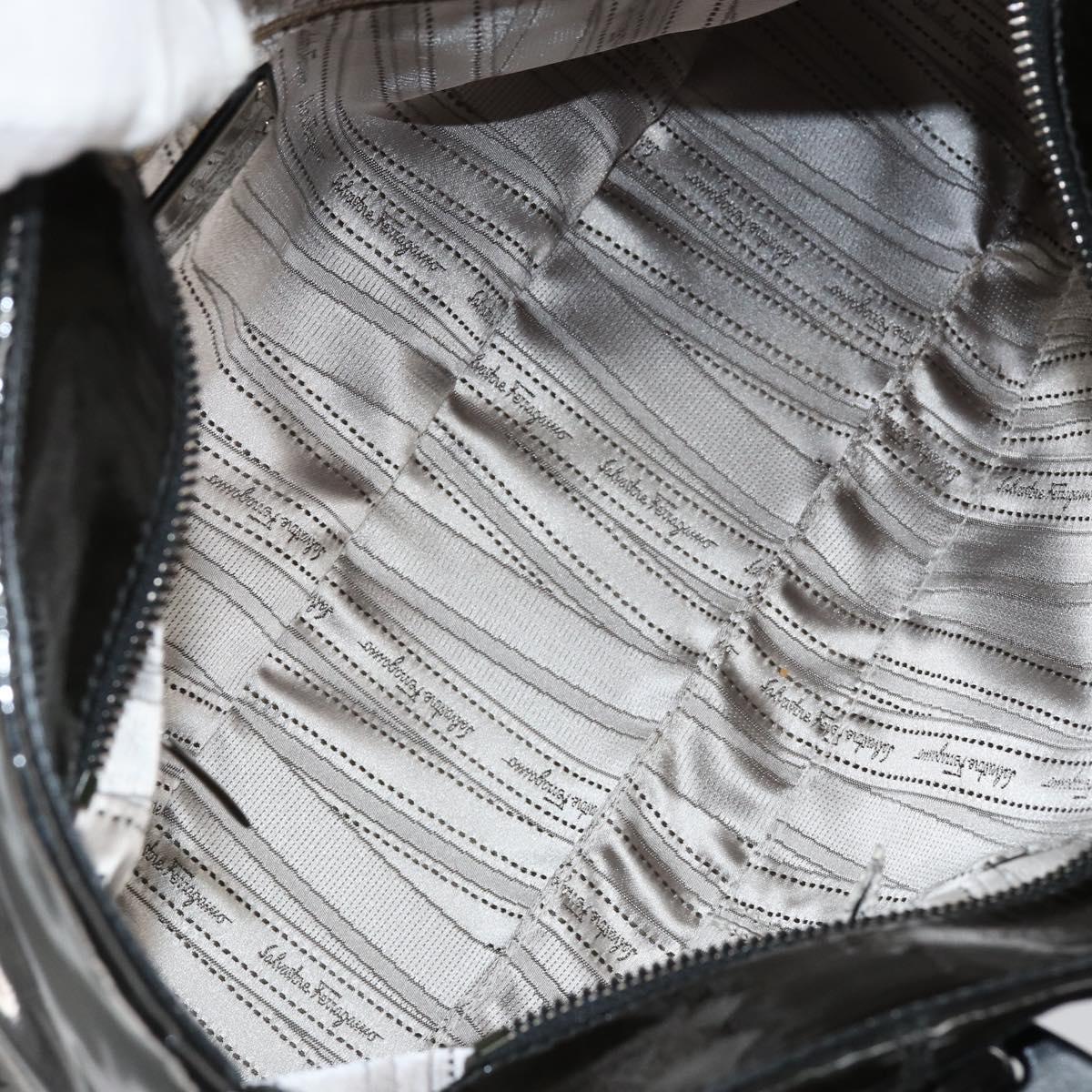 Salvatore Ferragamo Tote Bag Enamel Black Auth BA7665