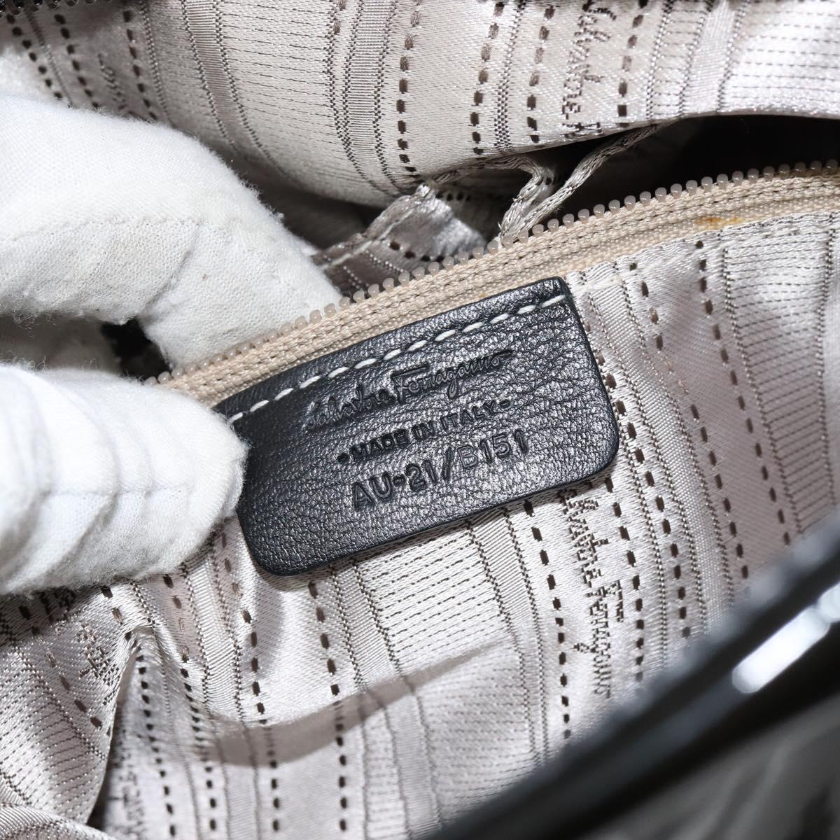 Salvatore Ferragamo Tote Bag Enamel Black Auth BA7665