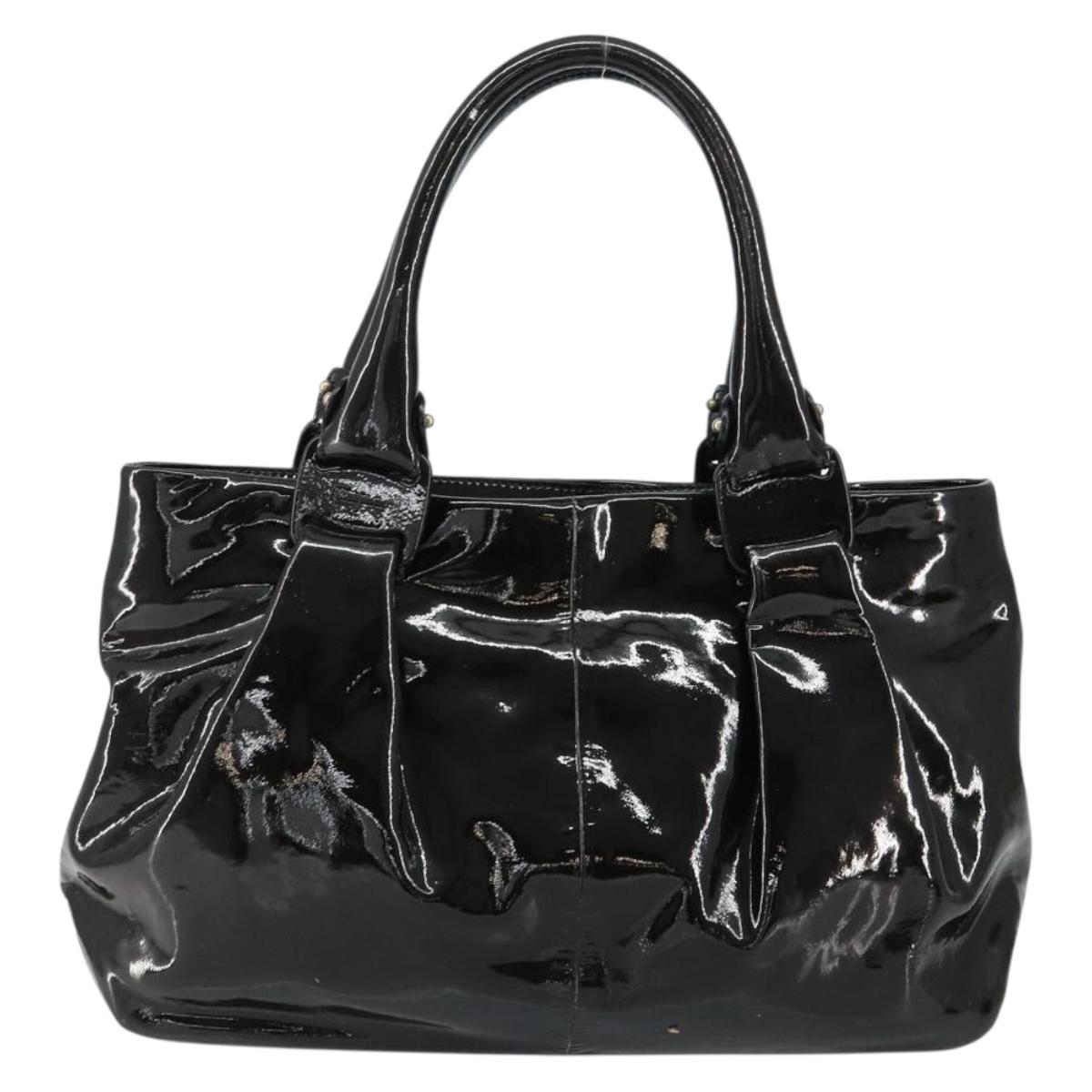 Salvatore Ferragamo Tote Bag Enamel Black Auth BA7665