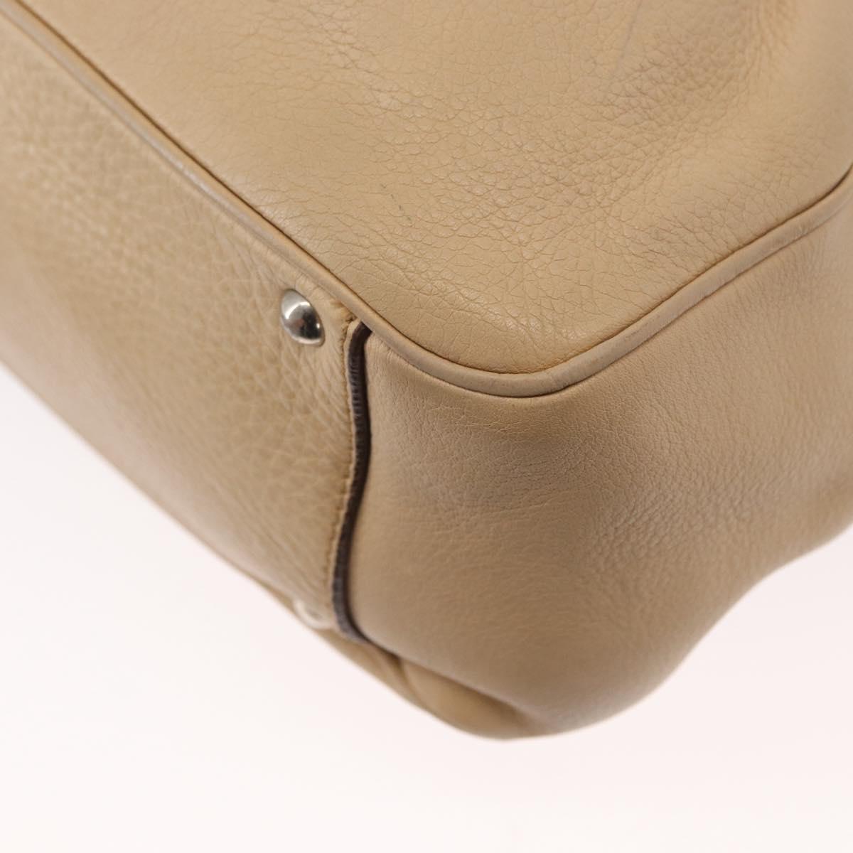 Salvatore Ferragamo Hand Bag Leather 2way Beige Silver Auth BA7666