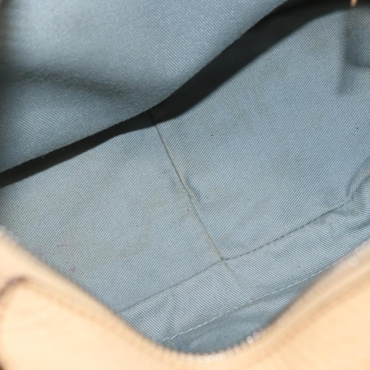 Salvatore Ferragamo Hand Bag Leather 2way Beige Silver Auth BA7666