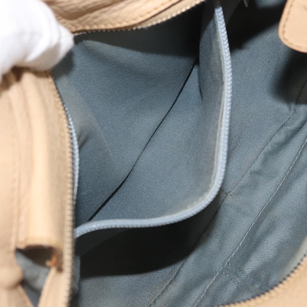 Salvatore Ferragamo Hand Bag Leather 2way Beige Silver Auth BA7666