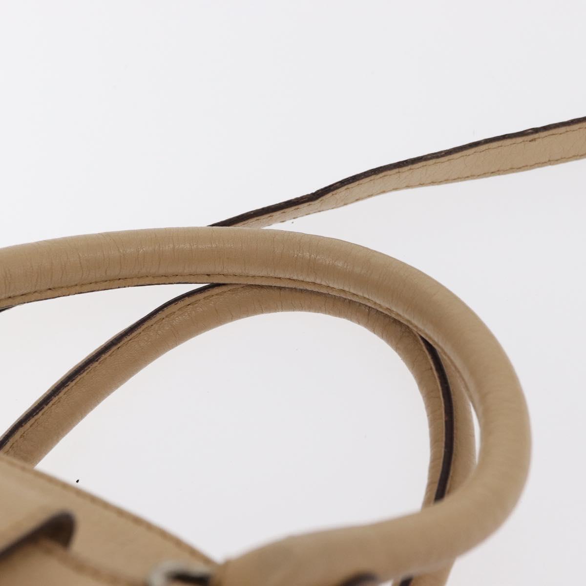 Salvatore Ferragamo Hand Bag Leather 2way Beige Silver Auth BA7666