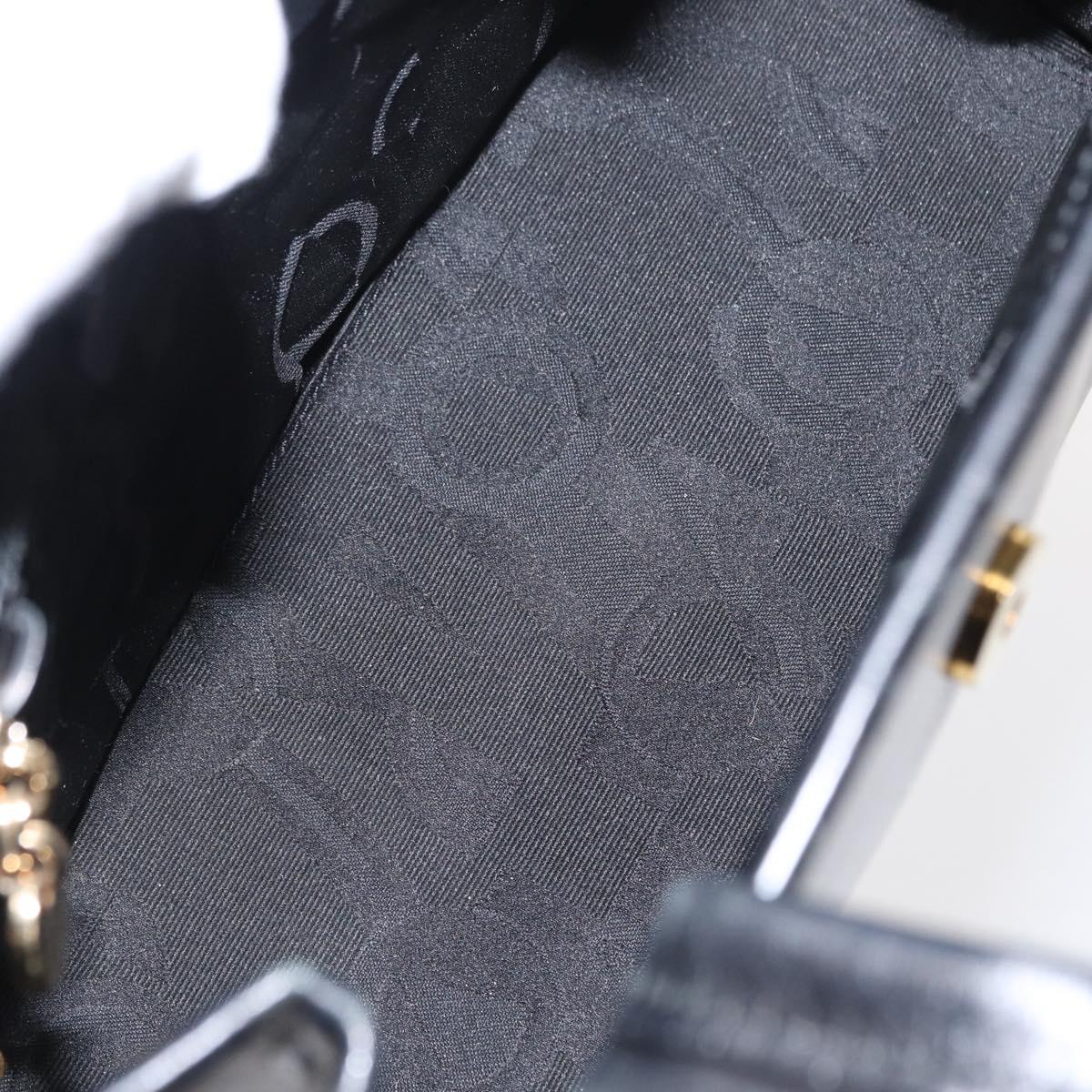 Salvatore Ferragamo Vala Hand Bag Leather Black Gold Auth BA7667