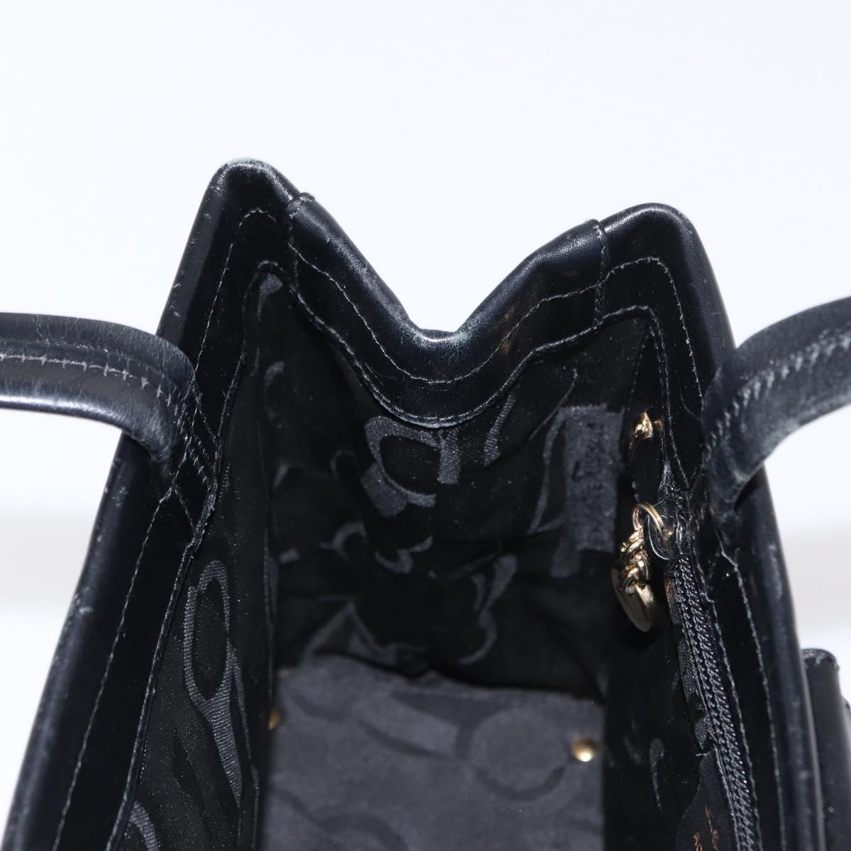 Salvatore Ferragamo Vala Hand Bag Leather Black Gold Auth BA7667