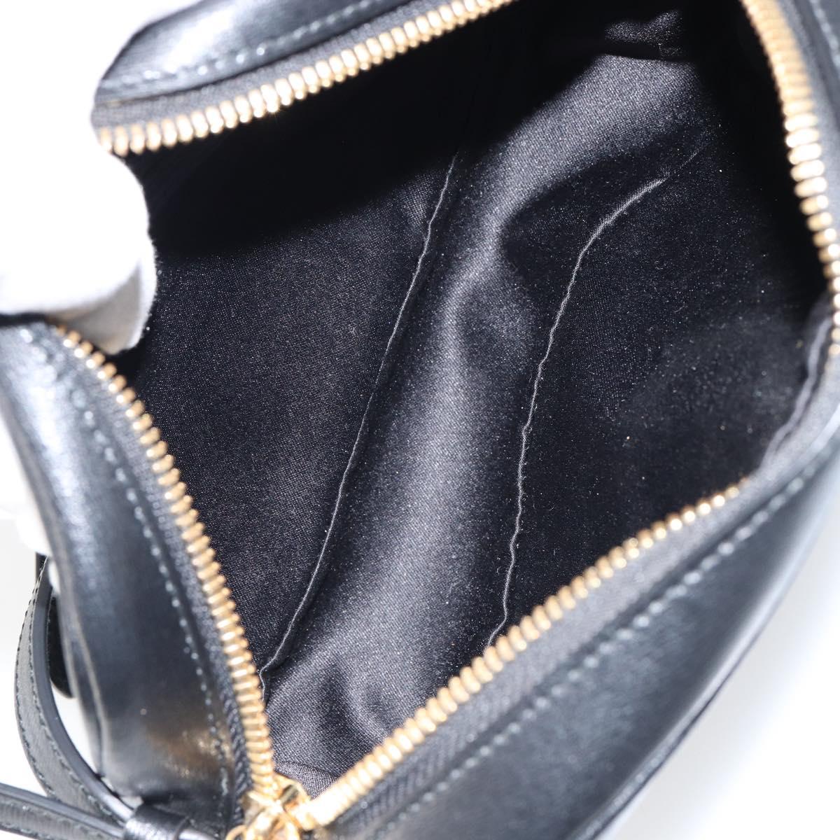 Salvatore Ferragamo Gancini Shoulder Bag Leather Black Gold Auth BA7668