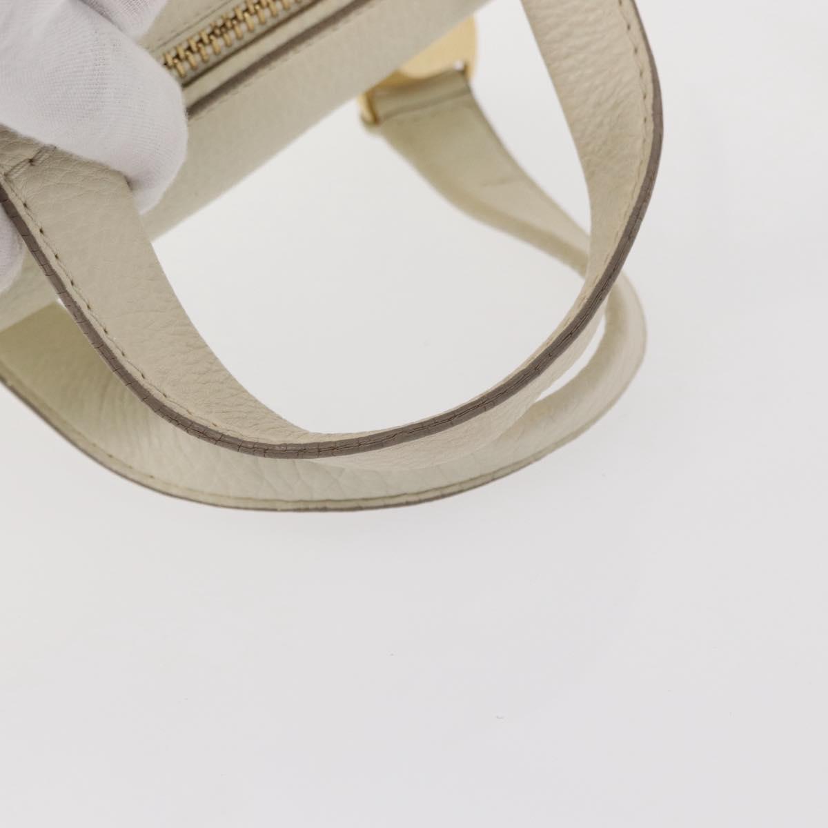 Salvatore Ferragamo Vala Hand Bag Leather 2way White Gold Auth BA7669