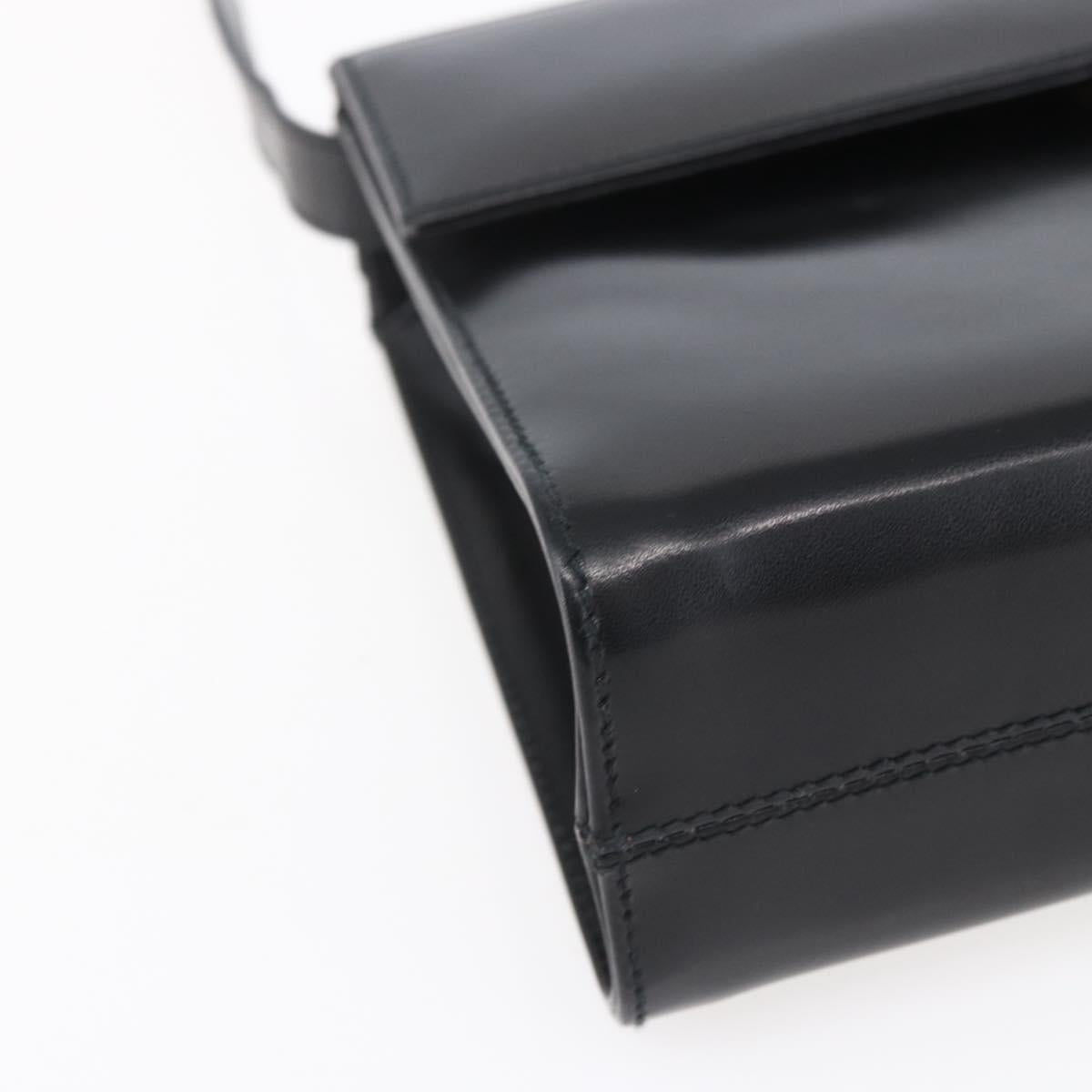 Salvatore Ferragamo Vala Shoulder Bag Leather Black Gold Auth BA7670