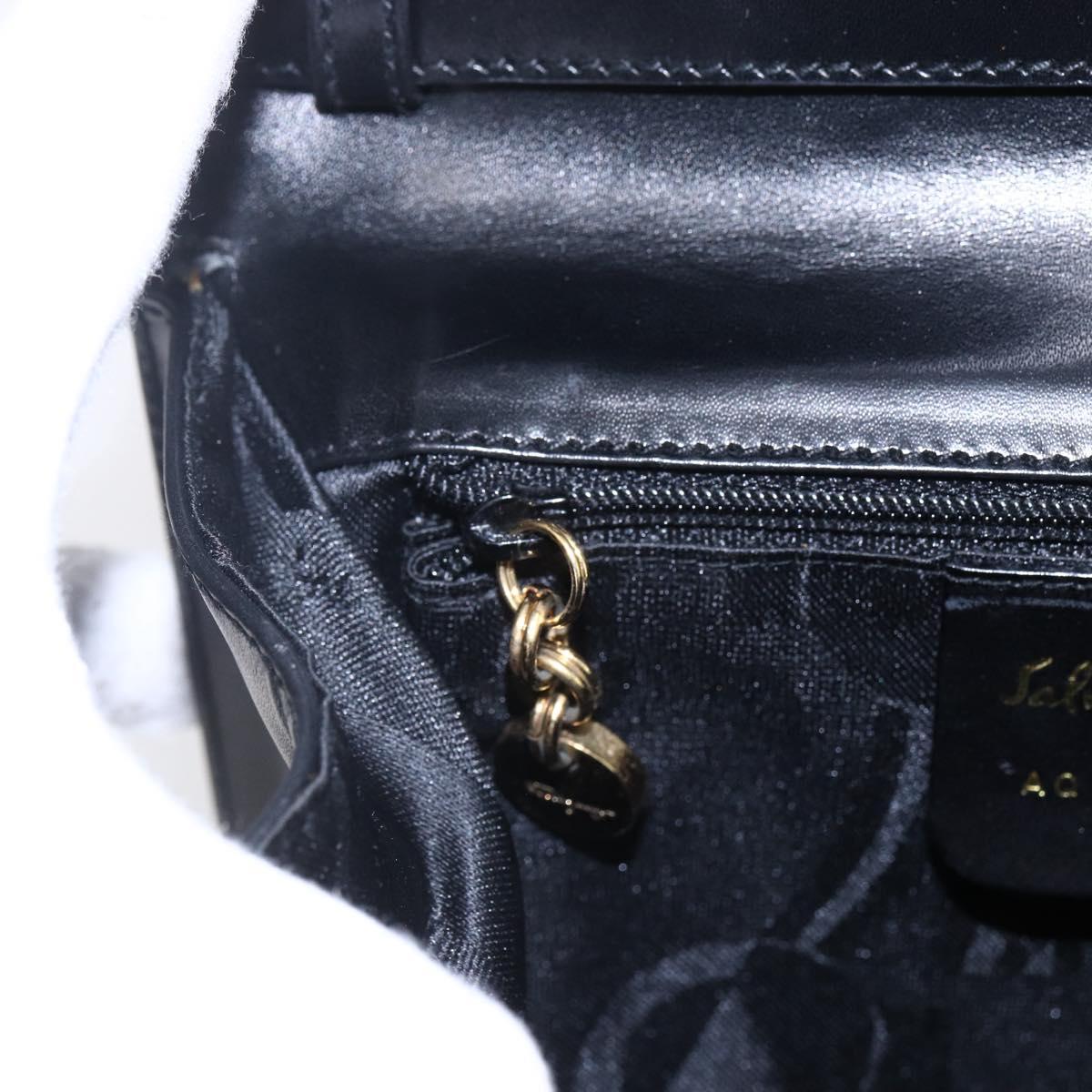 Salvatore Ferragamo Vala Shoulder Bag Leather Black Gold Auth BA7670