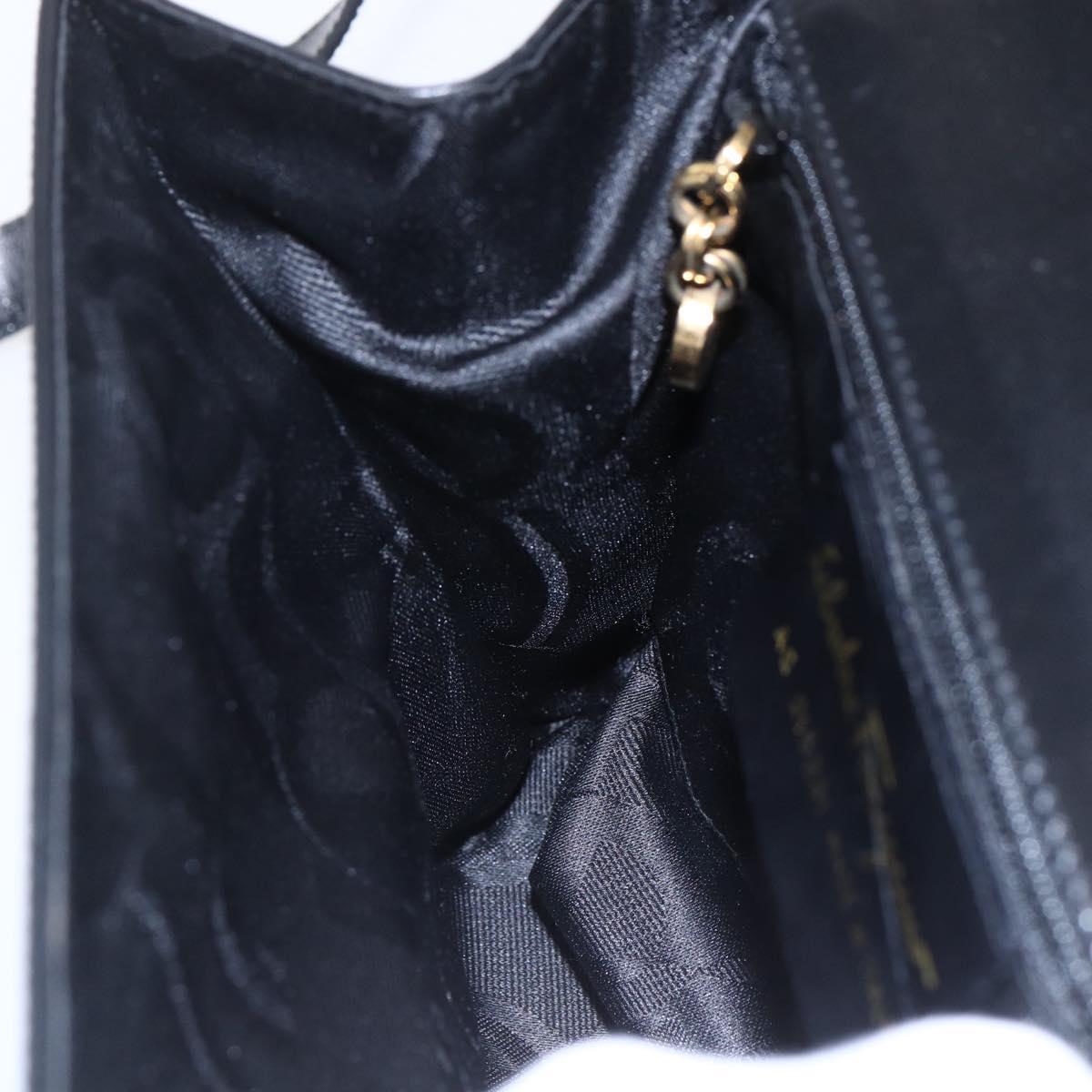 Salvatore Ferragamo Vala Shoulder Bag Leather Black Gold Auth BA7670