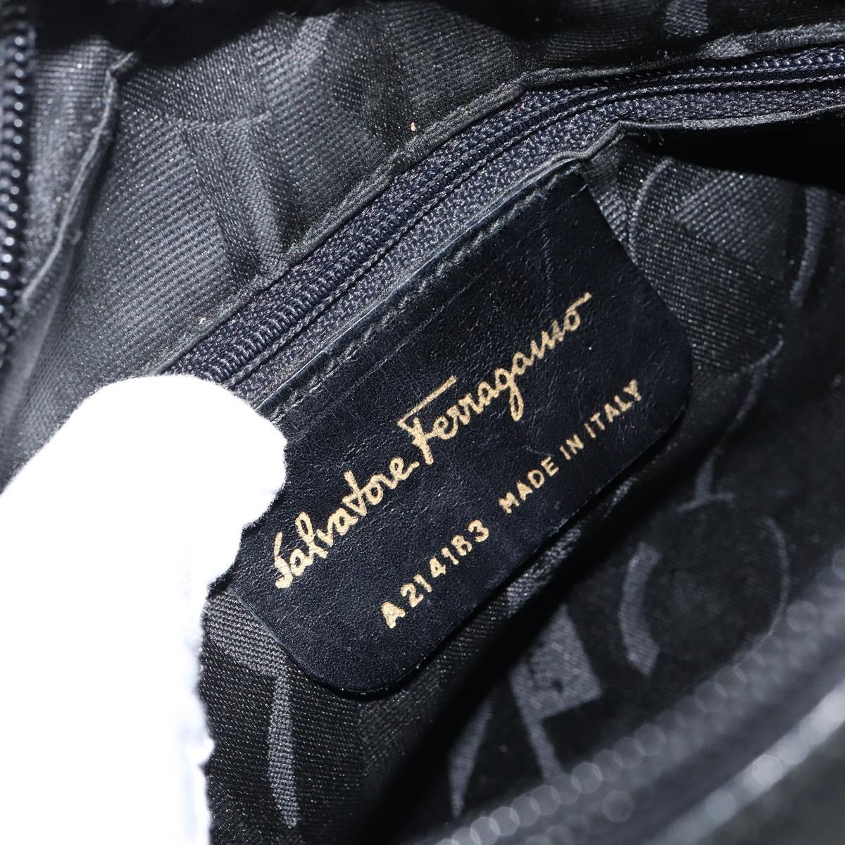 Salvatore Ferragamo Vala Shoulder Bag Leather Black Gold Auth BA7671