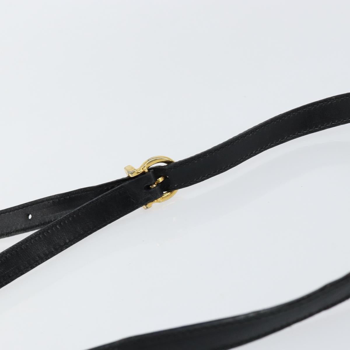 Salvatore Ferragamo Vala Shoulder Bag Leather Black Gold Auth BA7671