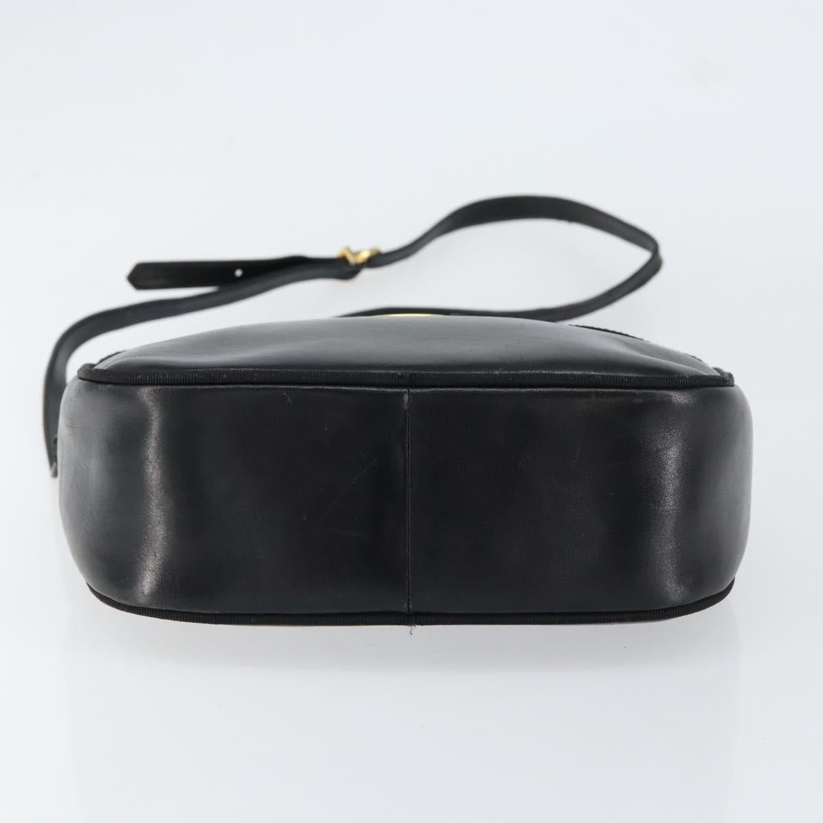 Salvatore Ferragamo Vala Shoulder Bag Leather Black Gold Auth BA7671