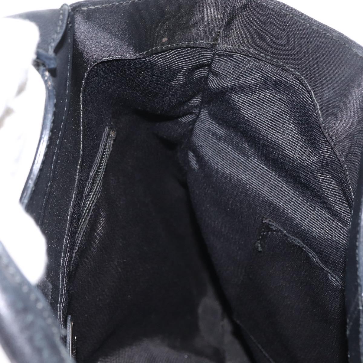 Salvatore Ferragamo Vala Hand Bag Nylon Leather 2way Black Silver Auth BA7673