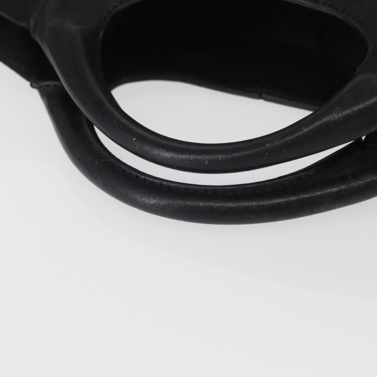 Salvatore Ferragamo Vala Hand Bag Nylon Leather 2way Black Silver Auth BA7673