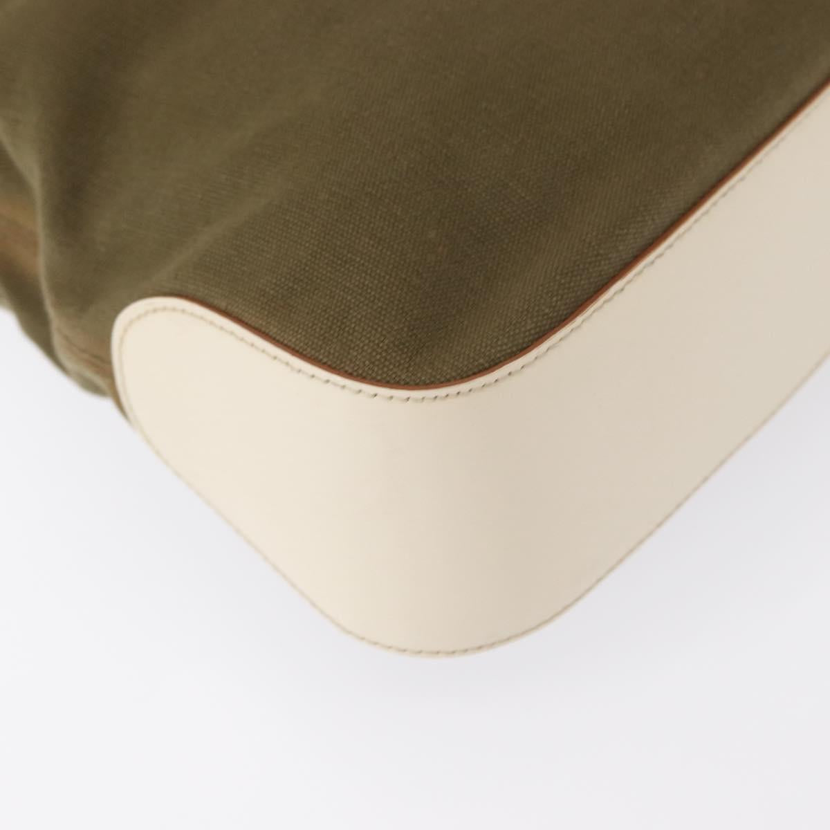 Salvatore Ferragamo Gancini Shoulder Bag Canvas Beige Silver Auth BA7674