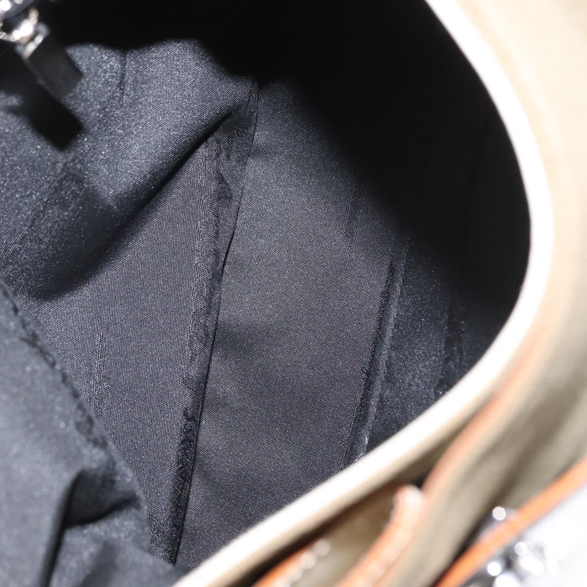 Salvatore Ferragamo Gancini Shoulder Bag Canvas Beige Silver Auth BA7674