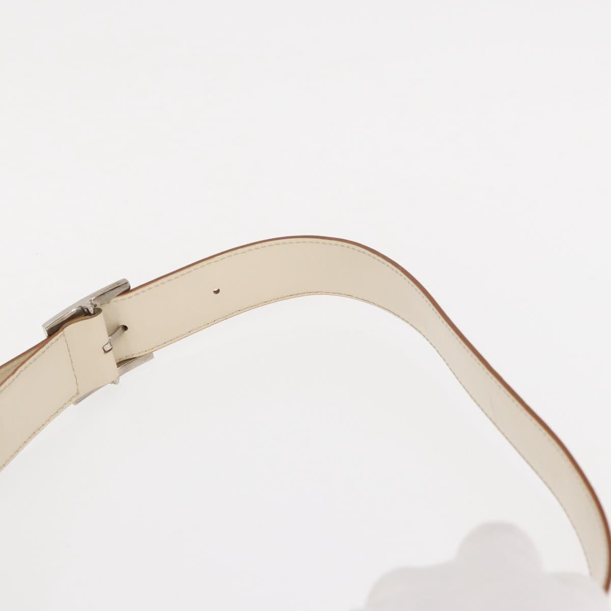 Salvatore Ferragamo Gancini Shoulder Bag Canvas Beige Silver Auth BA7674