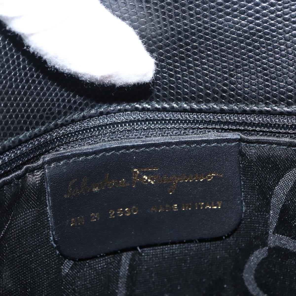 Salvatore Ferragamo Vala Tote Bag Leather Black Gold Auth BA7676