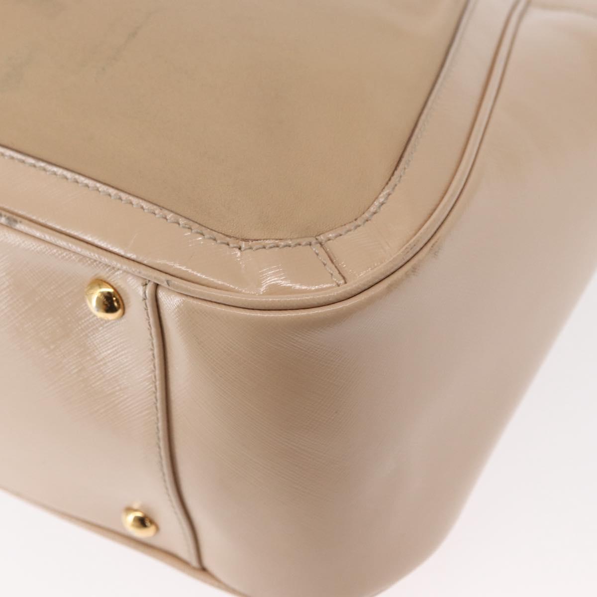 Salvatore Ferragamo Gancini Tote Bag Leather Beige Gold Auth BA7677