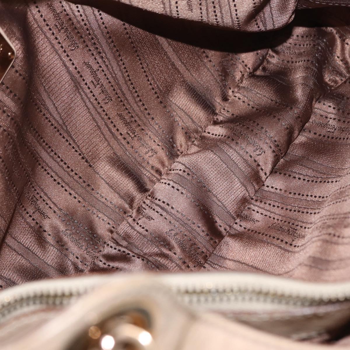 Salvatore Ferragamo Gancini Tote Bag Leather Beige Gold Auth BA7677