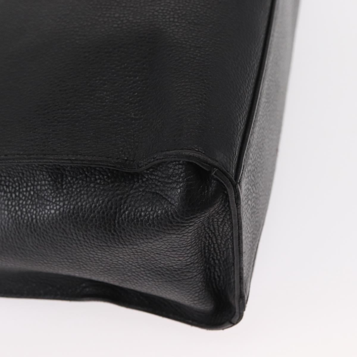 VALENTINO Shoulder Bag Leather Black Gold Auth BA7678