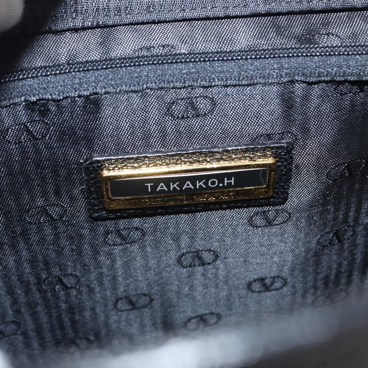 VALENTINO Shoulder Bag Leather Black Gold Auth BA7678