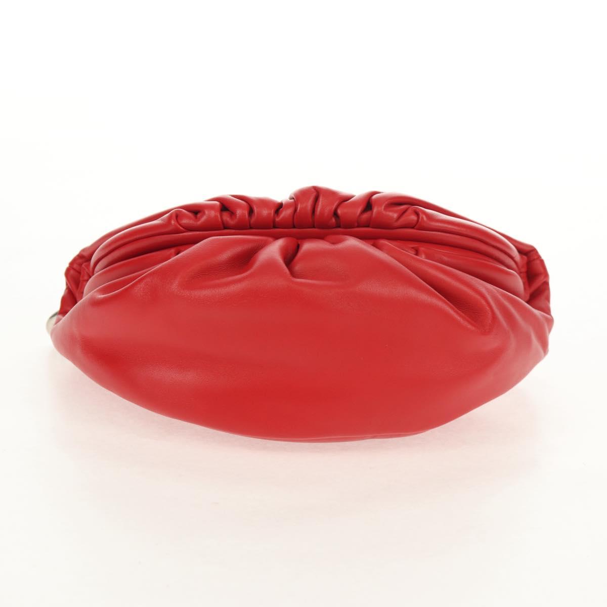 BOTTEGA VENETA The Chain Shoulder Bag Leather Red Silver Auth BA7679V