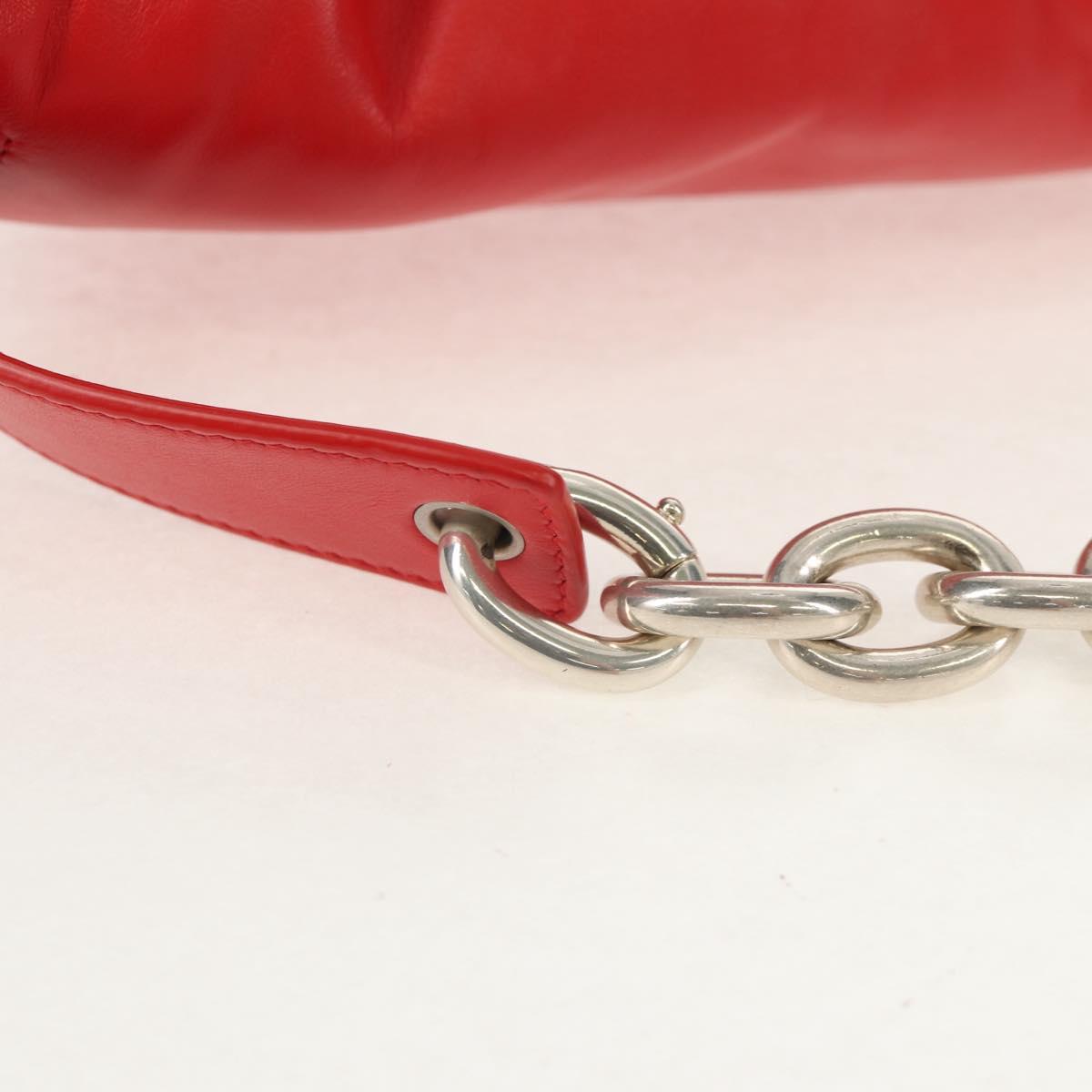 BOTTEGA VENETA The Chain Shoulder Bag Leather Red Silver Auth BA7679V