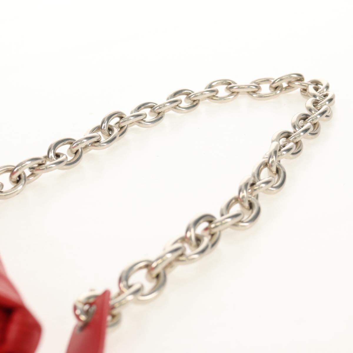 BOTTEGA VENETA The Chain Shoulder Bag Leather Red Silver Auth BA7679V