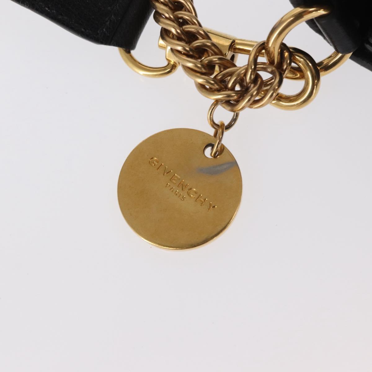 GIVENCHY Chain Shoulder Bag Leather Black Gold Auth BA7680