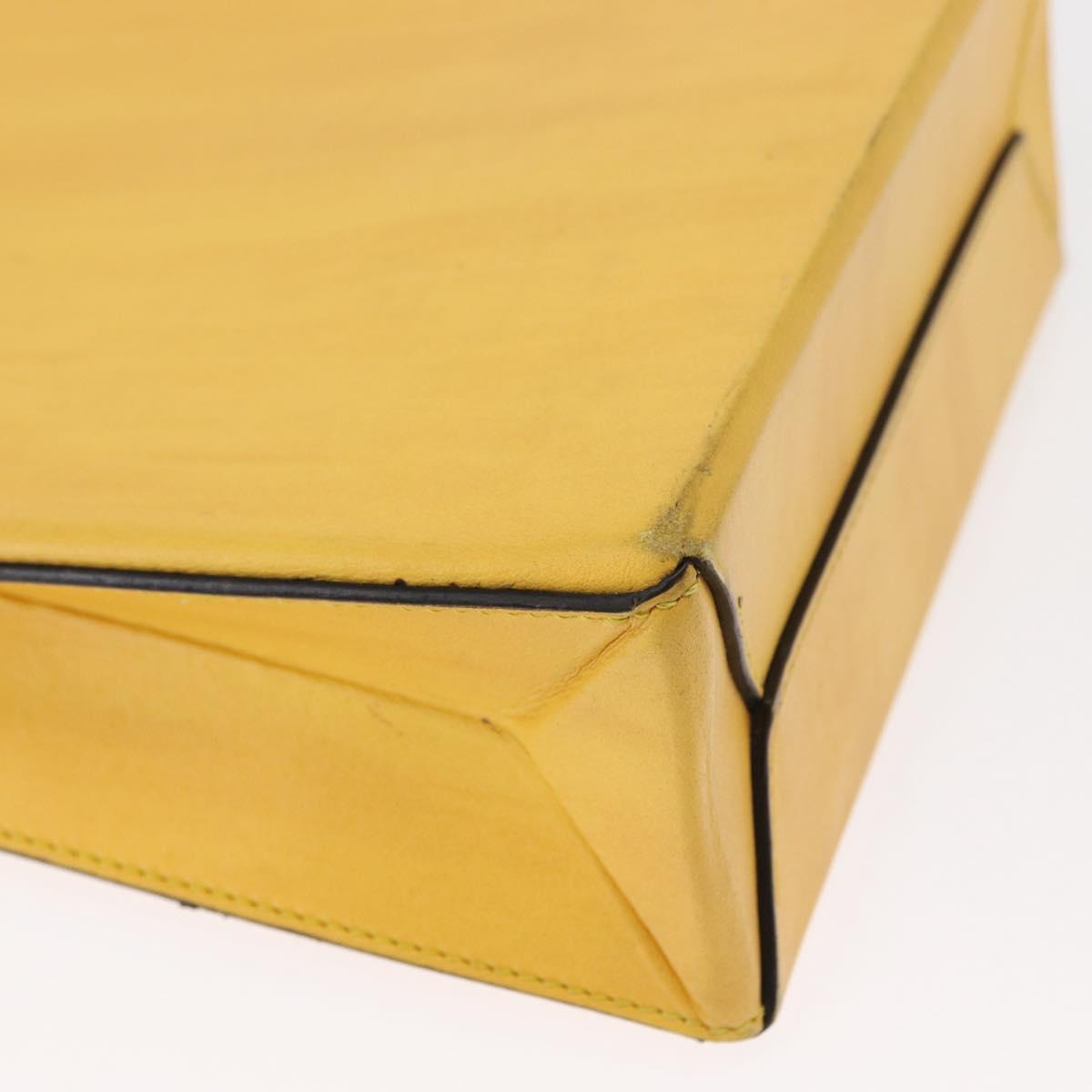 FENDI Hand Bag Leather 2way Yellow Gold Auth BA7681