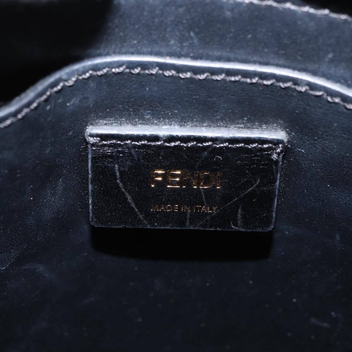 FENDI Hand Bag Leather 2way Yellow Gold Auth BA7681