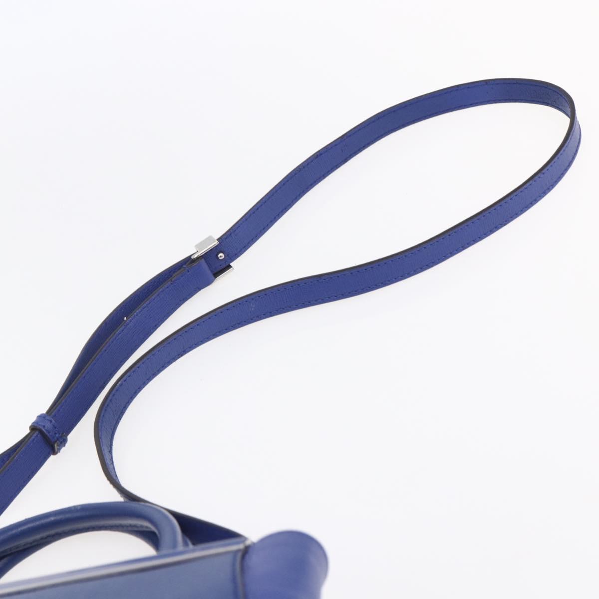 FENDI Petite To Jules Hand Bag Leather 2way Blue Silver Auth BA7682