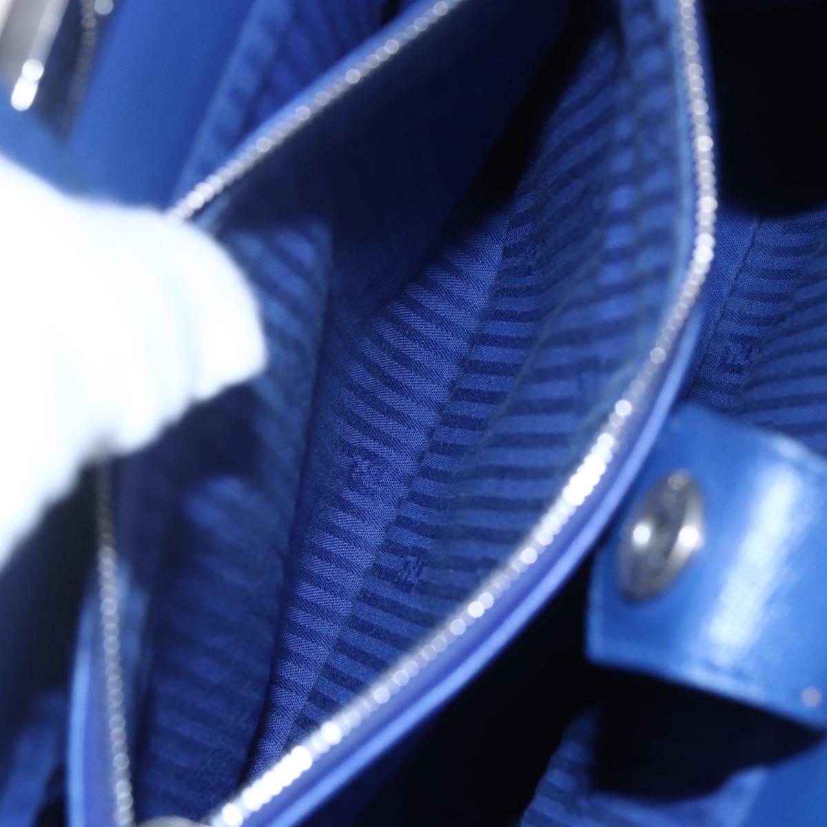 FENDI Petite To Jules Hand Bag Leather 2way Blue Silver Auth BA7682