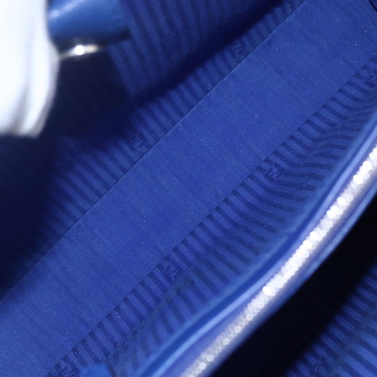 FENDI Petite To Jules Hand Bag Leather 2way Blue Silver Auth BA7682