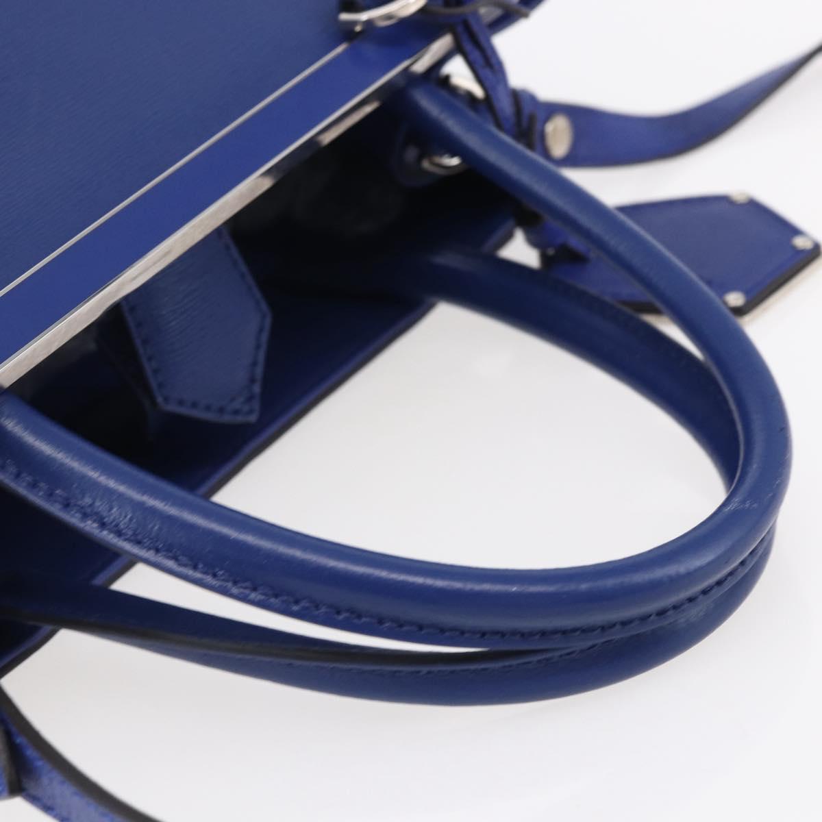 FENDI Petite To Jules Hand Bag Leather 2way Blue Silver Auth BA7682