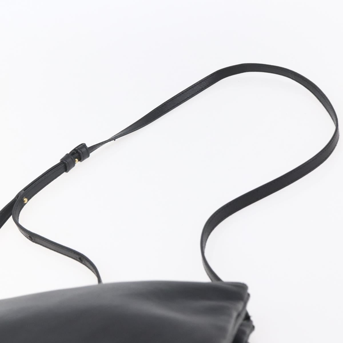 CELINE Trio Small Shoulder Bag Leather Black Gold Auth BA7683