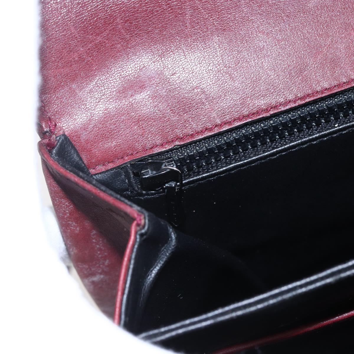 CELINE Macadam Canvas Shoulder Bag Suede Bordeaux Gold Auth BA7684