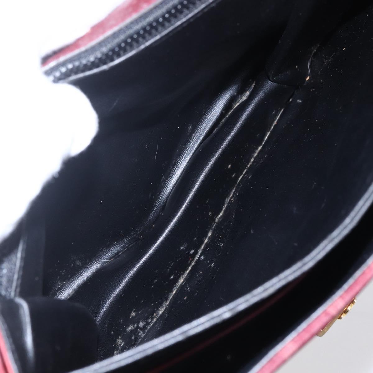 CELINE Macadam Canvas Shoulder Bag Suede Bordeaux Gold Auth BA7684