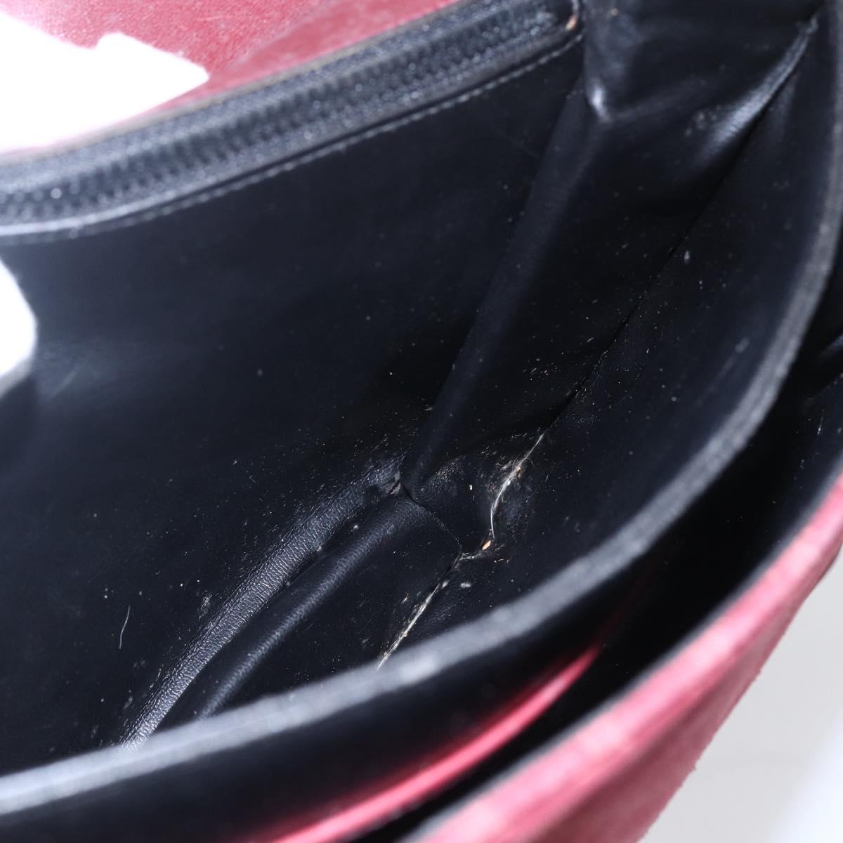 CELINE Macadam Canvas Shoulder Bag Suede Bordeaux Gold Auth BA7684