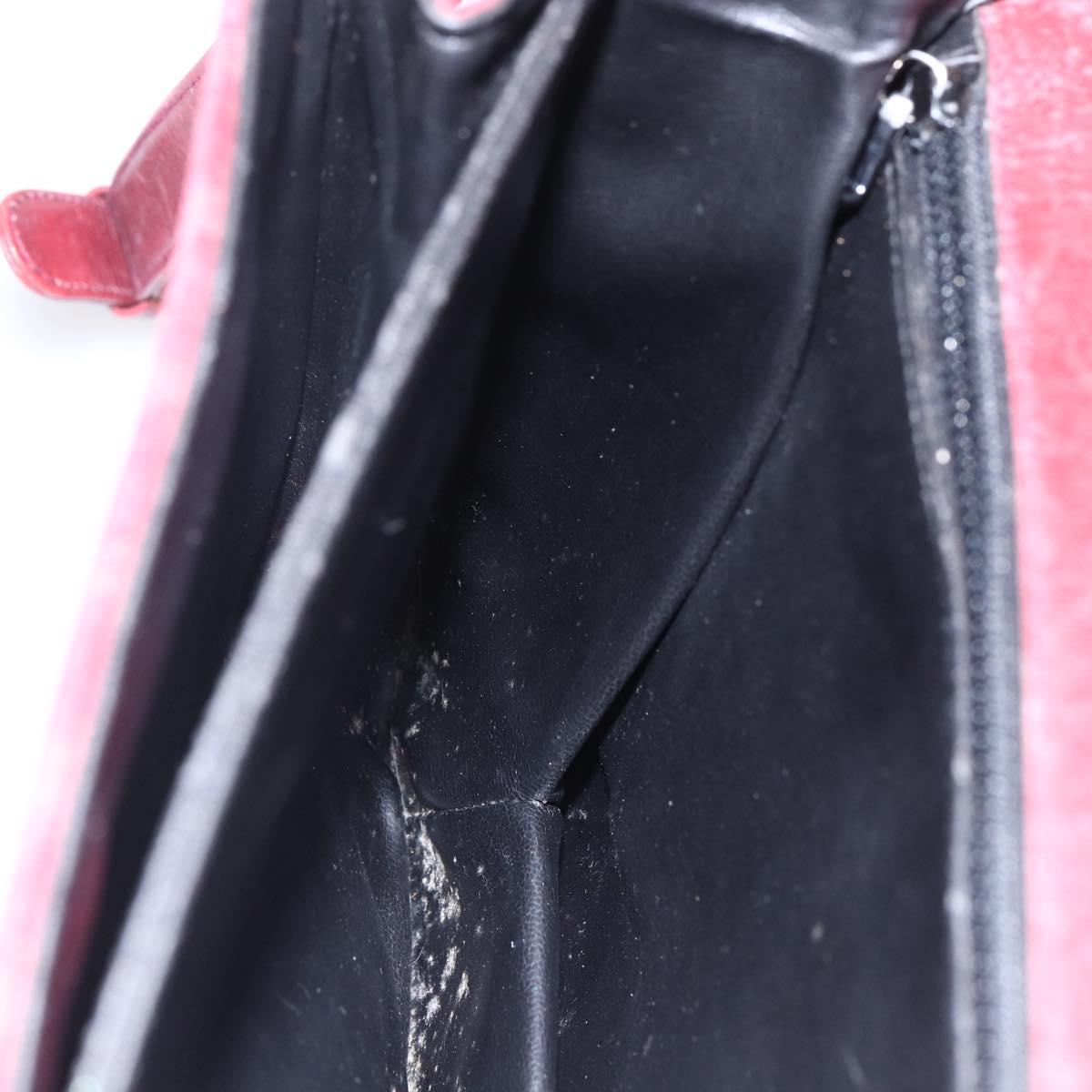 CELINE Macadam Canvas Shoulder Bag Suede Bordeaux Gold Auth BA7684