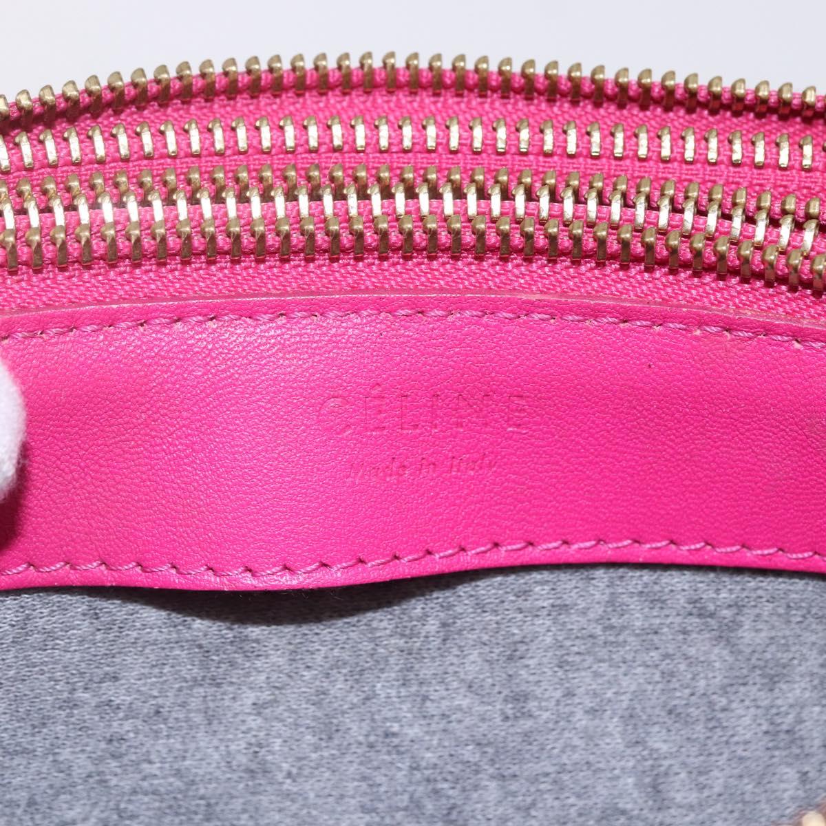 CELINE Trio Small Shoulder Bag Leather Pink Gold Auth BA7686