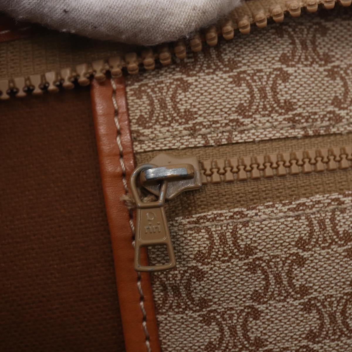 CELINE Macadam Canvas Tote Bag PVC Beige Auth BA7687