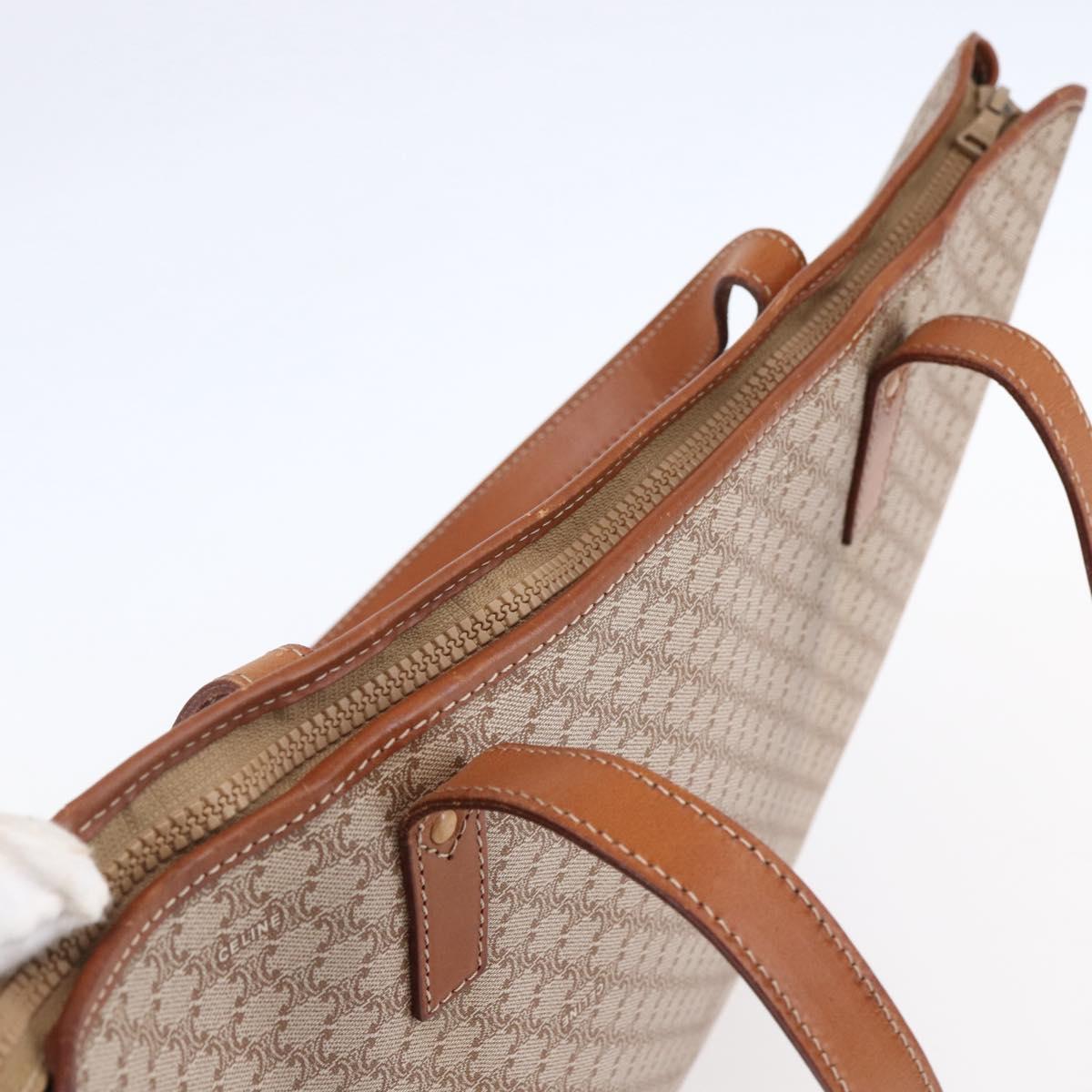 CELINE Macadam Canvas Tote Bag PVC Beige Auth BA7687